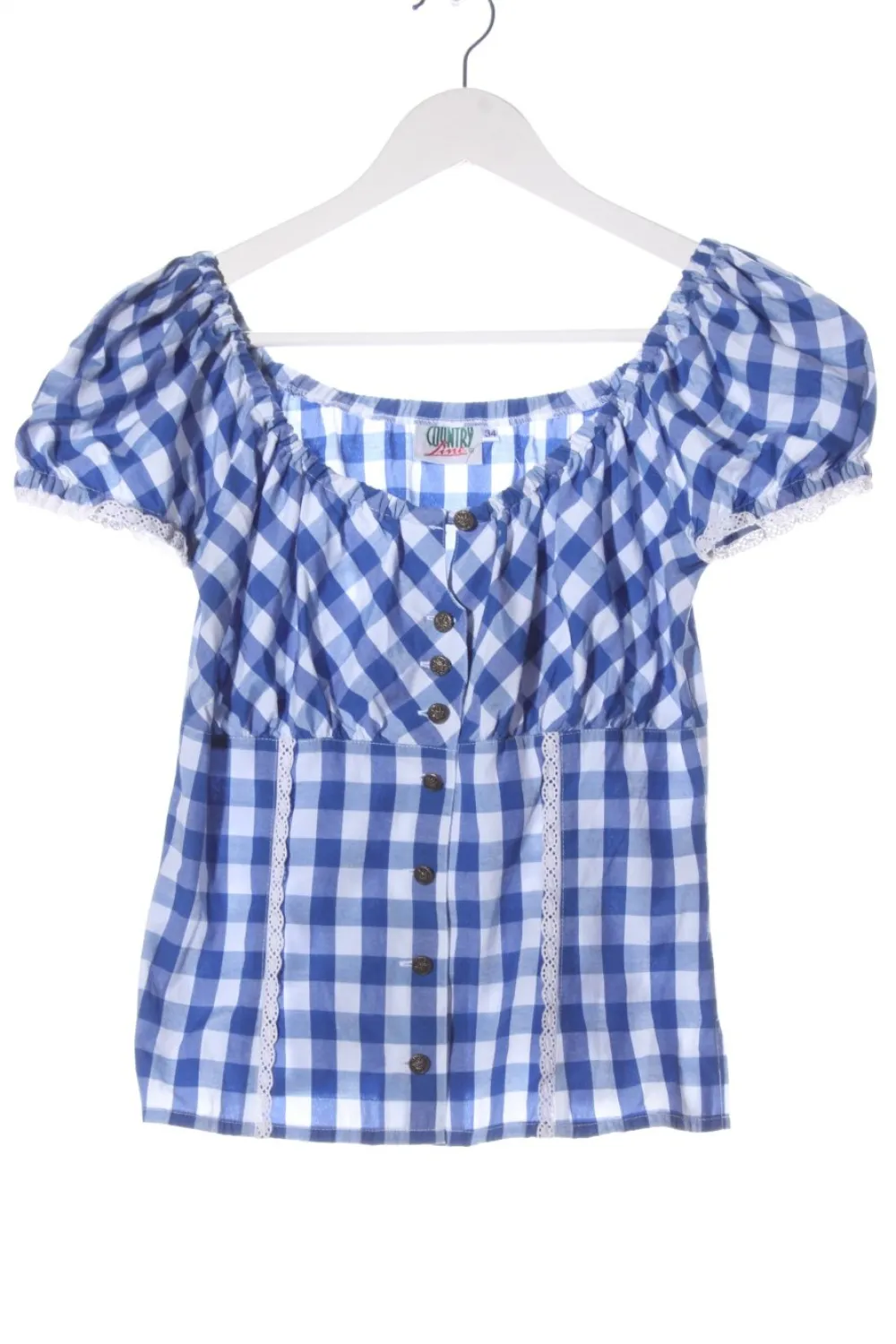 Trachtenmode>Country Line Trachtenbluse Größe 34 blauweiß