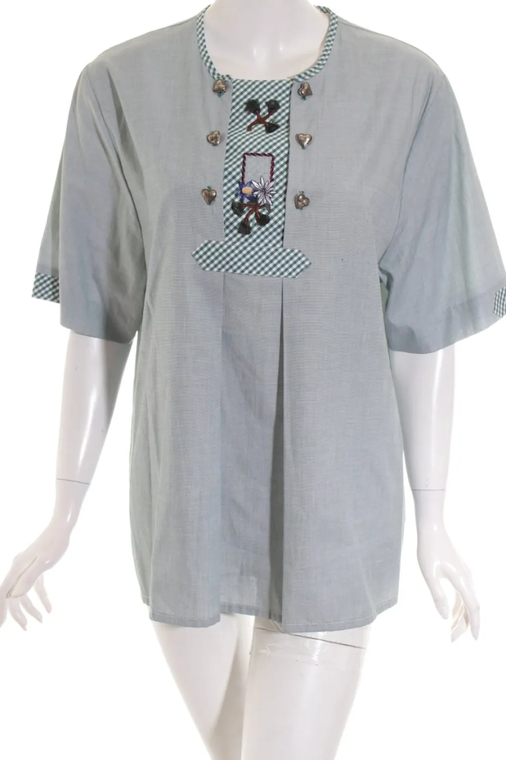 Trachtenmode>gede Trachtenbluse Größe 40 grünweiß