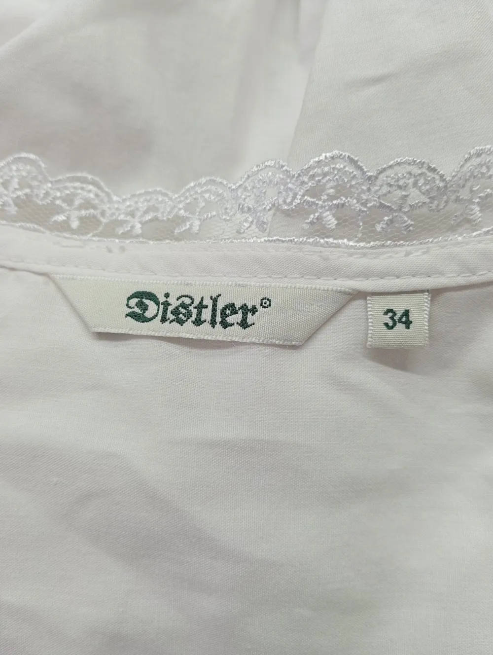Trachtenmode>Distler Trachtenbluse Größe 34 weiß