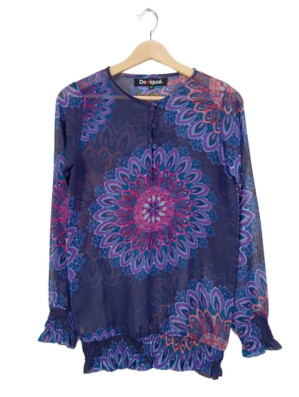 Blusen>Desigual Transparenz-Bluse Größe 34 blaupink