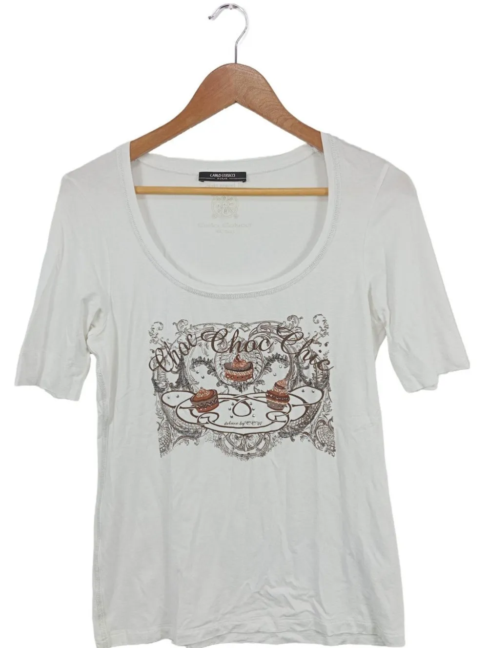 Shirts>Carlo Colucci T-Shirt Größe 40 weiß