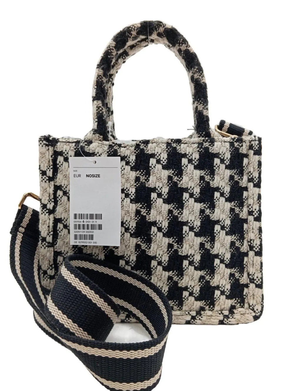 Umhängetaschen>H&M Umhängetasche wollweißschwarz