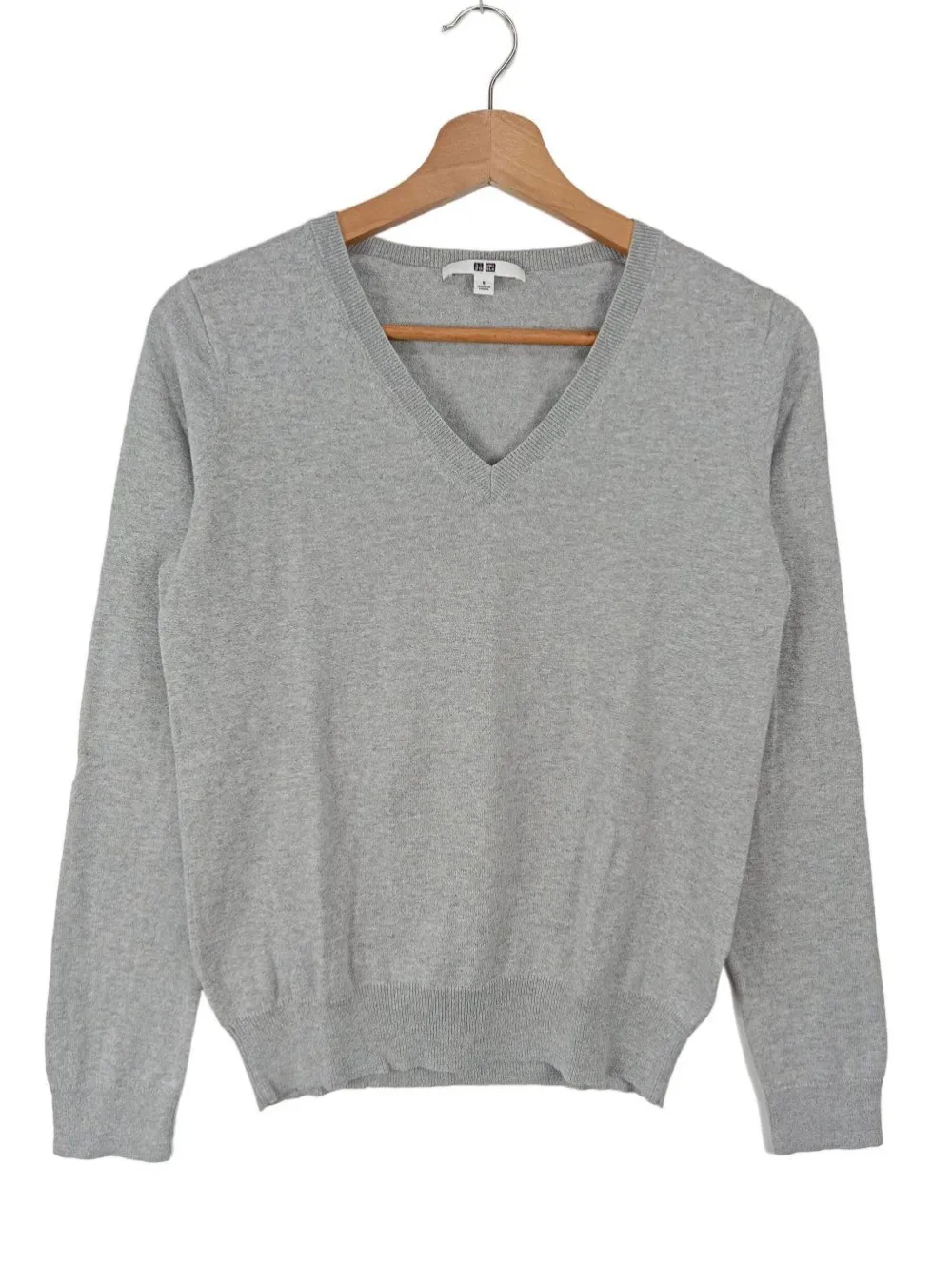 Pullover>Uniqlo V-Ausschnitt-Pullover Größe 36 hellgrau