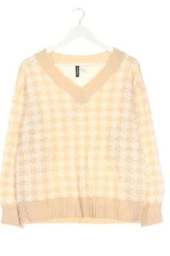 Pullover>H&M Divided V-Ausschnitt-Pullover Größe 36 nudewollweiß