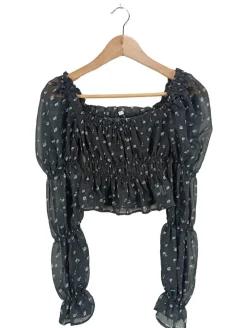 Tops>SheIn Volanttop Größe 36 schwarzweiß