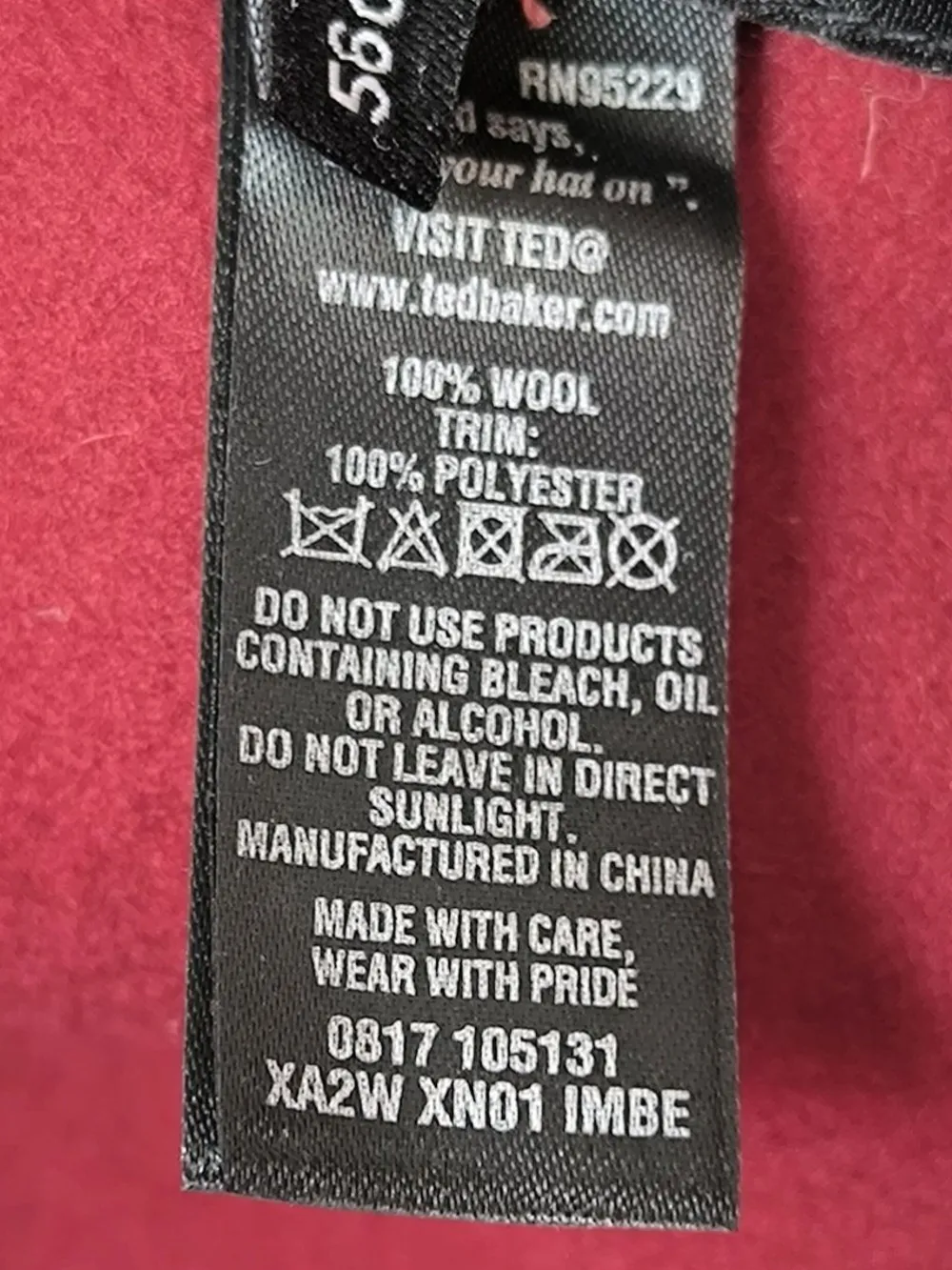 Hüte>Ted baker Wollhut Größe 56 rot