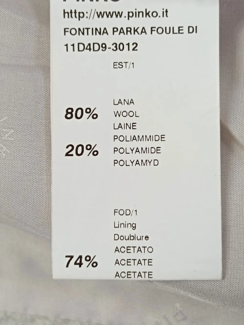 Mäntel>Pinko Wollmantel Größe 34 wollweiß